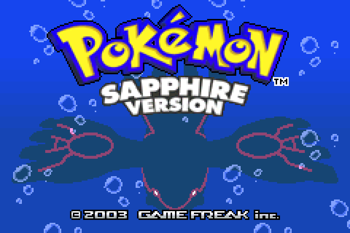Pokémon Sapphire — title screen.