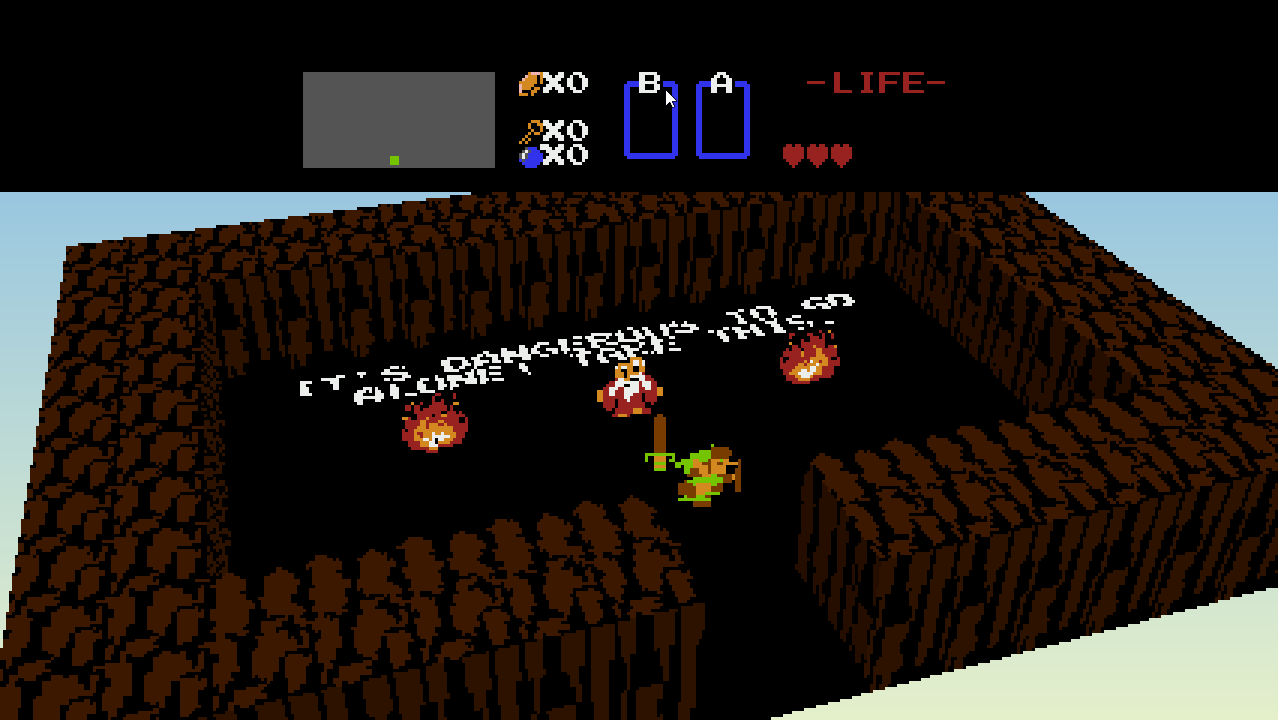 Zelda's opening cave rendered as voxels