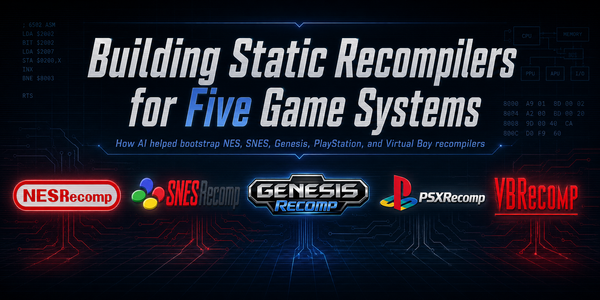 NES, SNES, Genesis, VirtualBoy, and PSX  | A journey with AI and Recompilation
